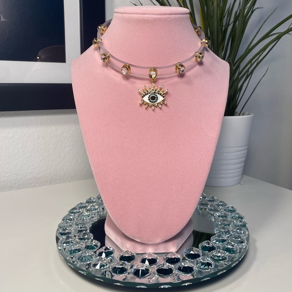 NWT Kurt Geiger Evil Eye Jelly Choker With 3” Extender - Picture 9 of 9